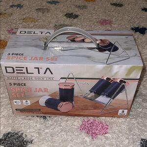 Delta Spice Jar Set with Rose Gold and Navy